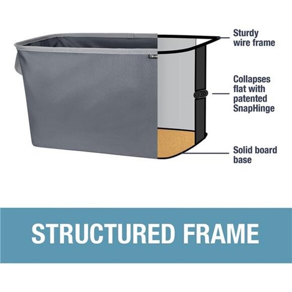 Collapsible Fabric Laundry Basket with Carry Handles, Charcoal/Grey, 2 Pack - Picture 5 of 6